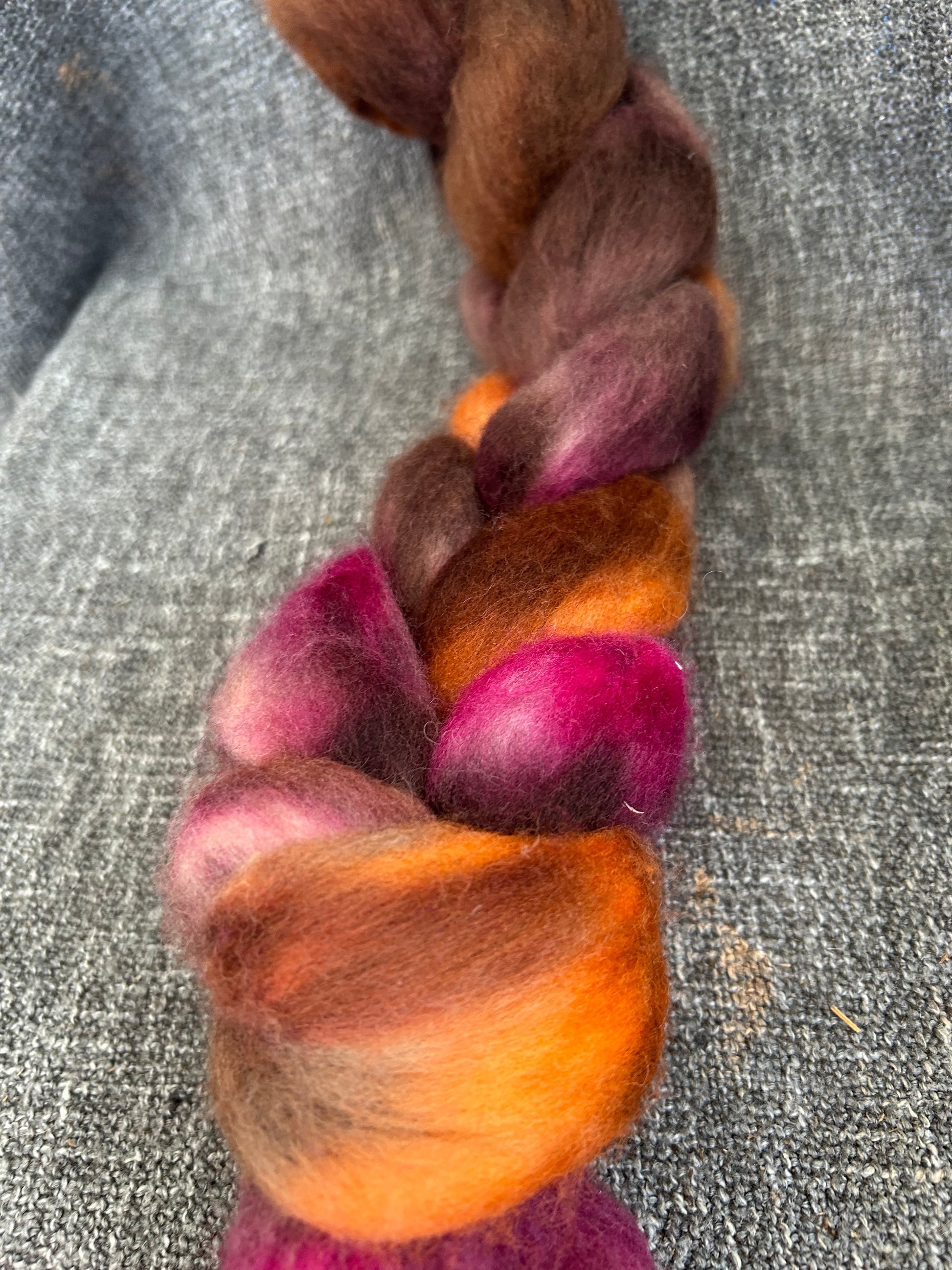 Hand dyed Merino roving