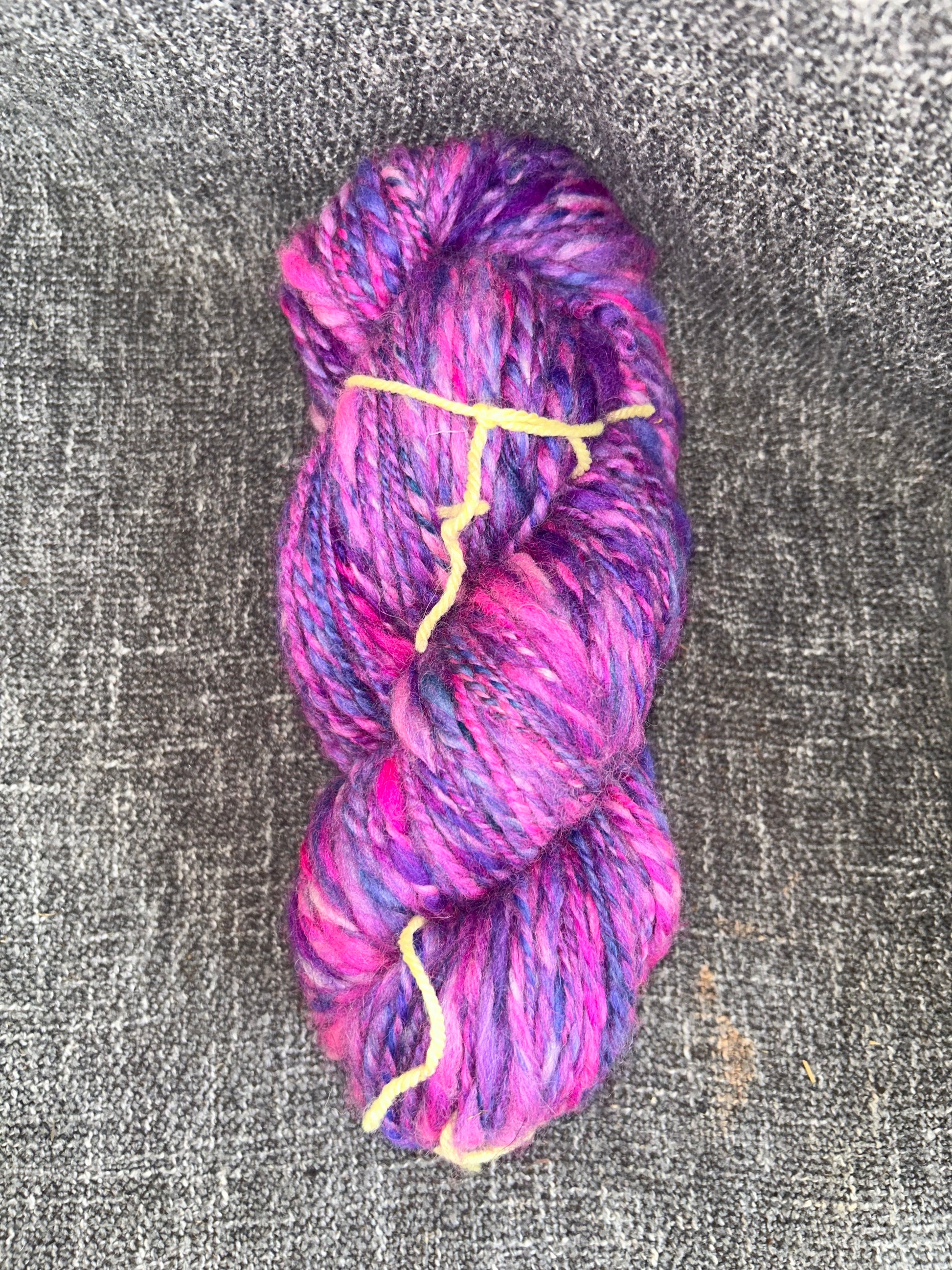 Hand dyed and Hand spun Blue faced Liecester